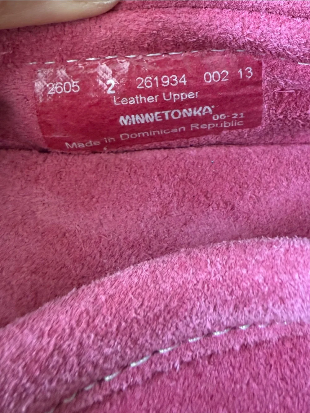 Minnetonka pink suede